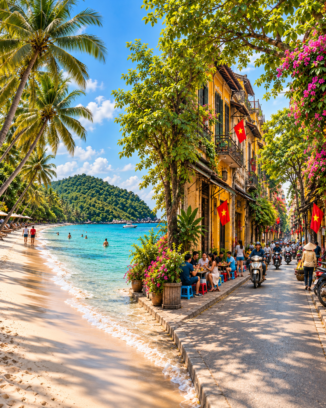 Beach days in Phu Quoc or café stops in Hanoi? Two ways to begin your Vietnam story.