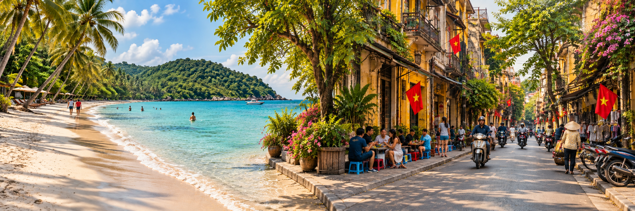 Beach days in Phu Quoc or café stops in Hanoi? Two ways to begin your Vietnam story.