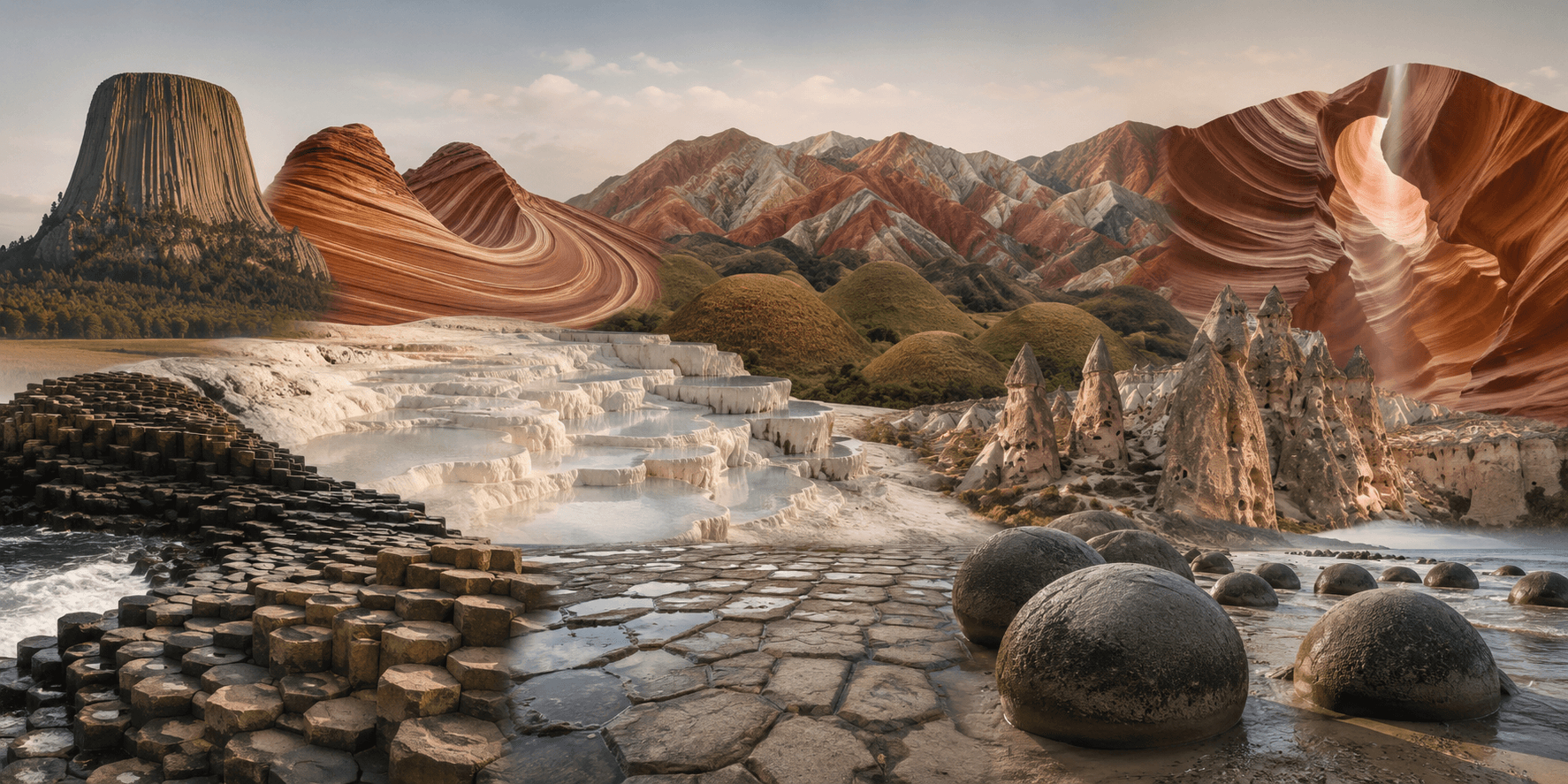 From basalt columns to travertine terraces, these formations prove that geology can look like architecture.