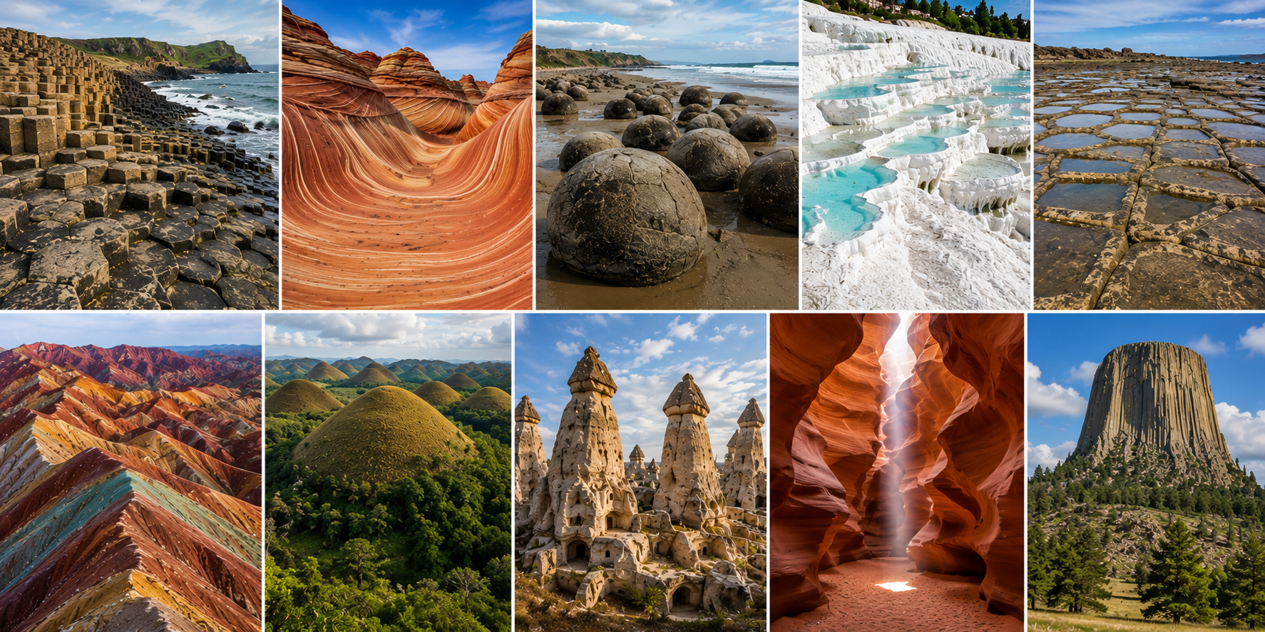 From basalt columns to travertine terraces, these formations prove that geology can look like architecture.